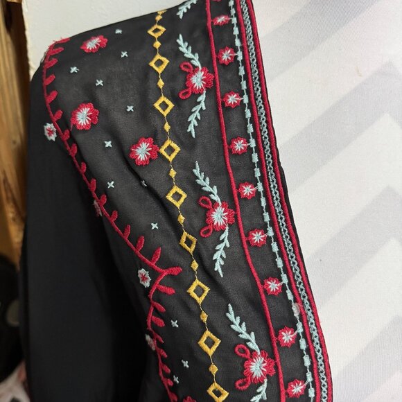 UMGEE Sheer Black Fringe Wrap Cardigan - Picture 3 of 9